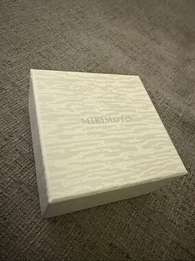 Mikimoto Cream Textured Jewelry Box with Subtle Pattern